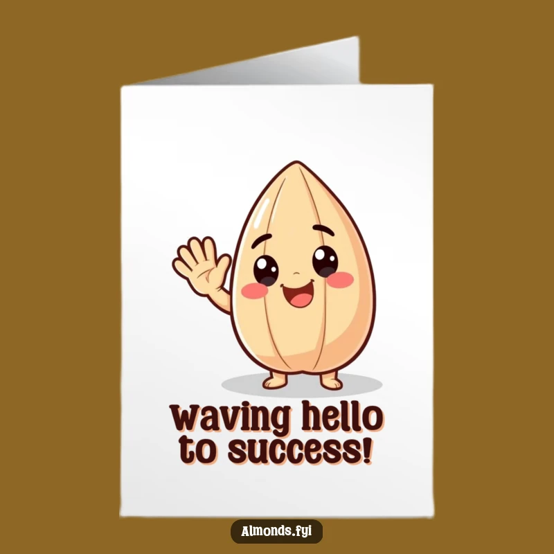Free Printable Congrats Card: Waving Almond, Cheerful Downloadable Gift for Success