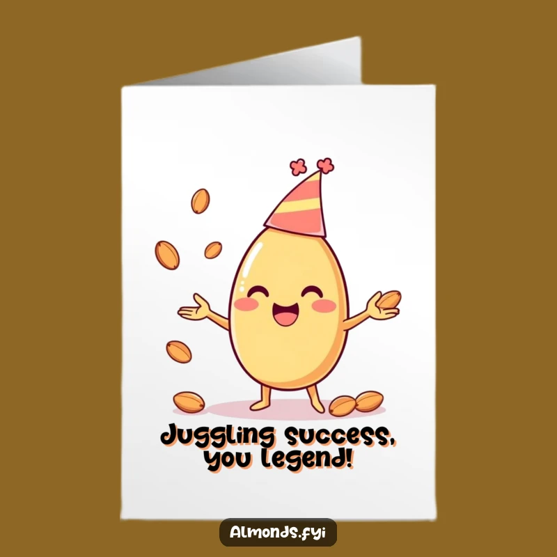 Free Printable Congrats Card: Juggling Almond for a Festive Achievement!