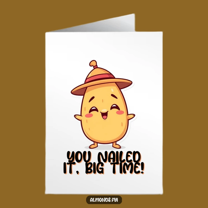 Free Printable Congrats Card: Wobbly Hat Almond Funny Downloadable