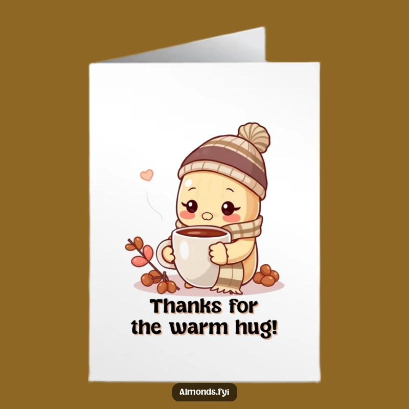 Free Printable Cozy Almond Thank You Card: Express Gratitude with Warmth!