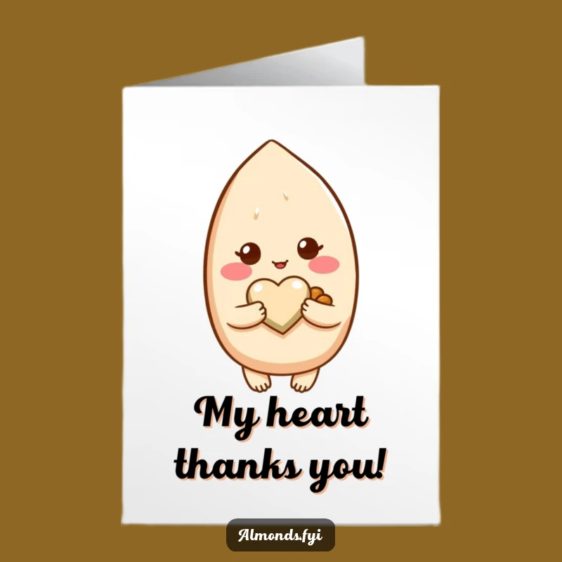Free Printable Thank You Card: Blushing Almond Love Nut Expressing Thanks Funny Downloadable Gift