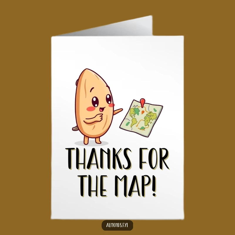 Free Printable Thank You Card: Grateful Almond Explorer Map Journey Funny Downloadable Gift