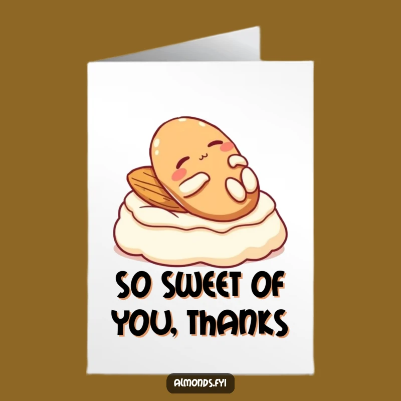 Free Printable Thank You Card: Relaxed Almond on Cream! Smooth Downloadable Gift of Gratitude