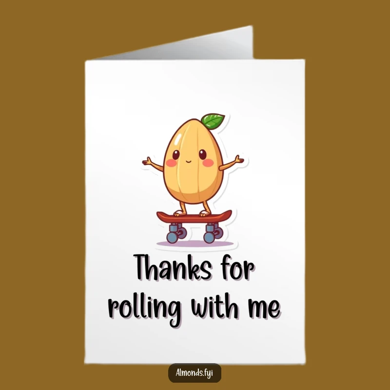 Free Printable Thank You Card: Skater Almond Humorous Downloadable Gift