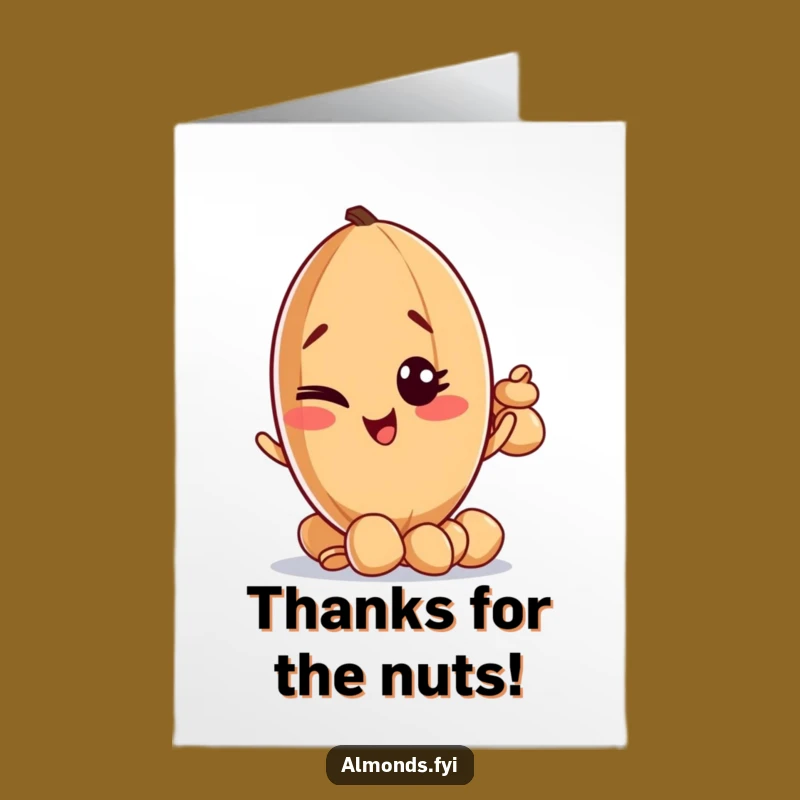 Free Printable Thank You Card: Playful Almond Nut Balance Grateful Wink Funny Downloadable Gift