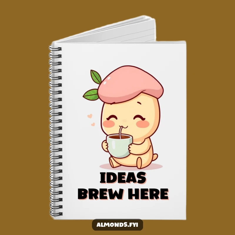 Funny Chic Almond Notebook: Happy Character's Coffee Journal