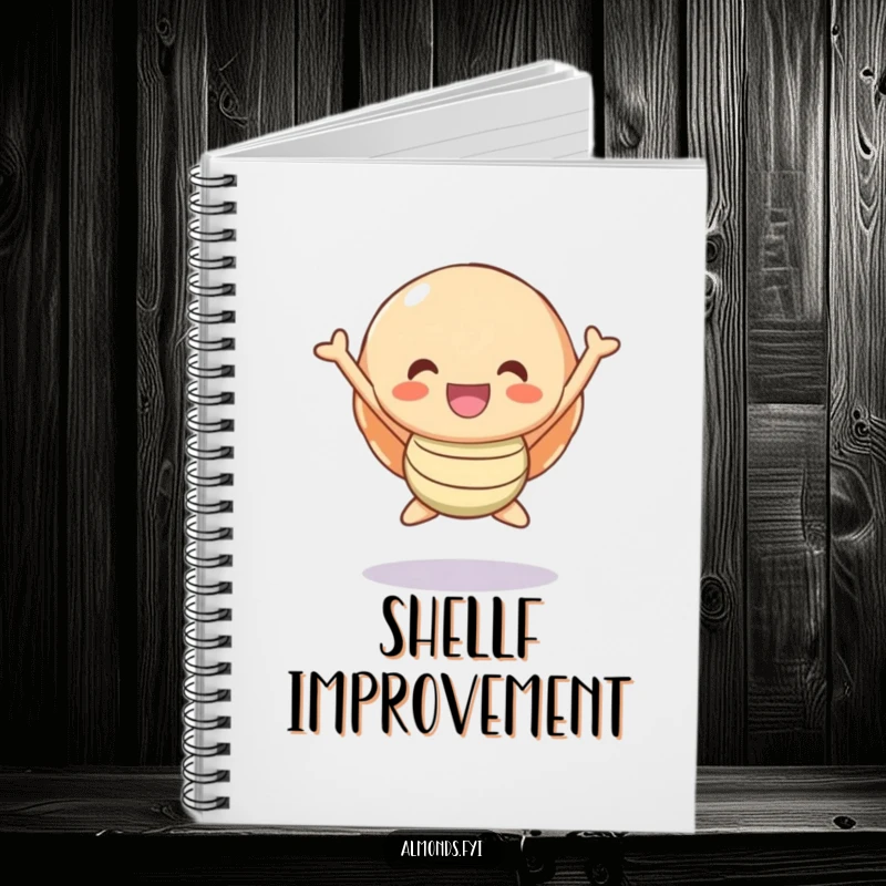 Funny Notebook: A happy shell character leaping for joy, ideal for writing down happy thoughts.
