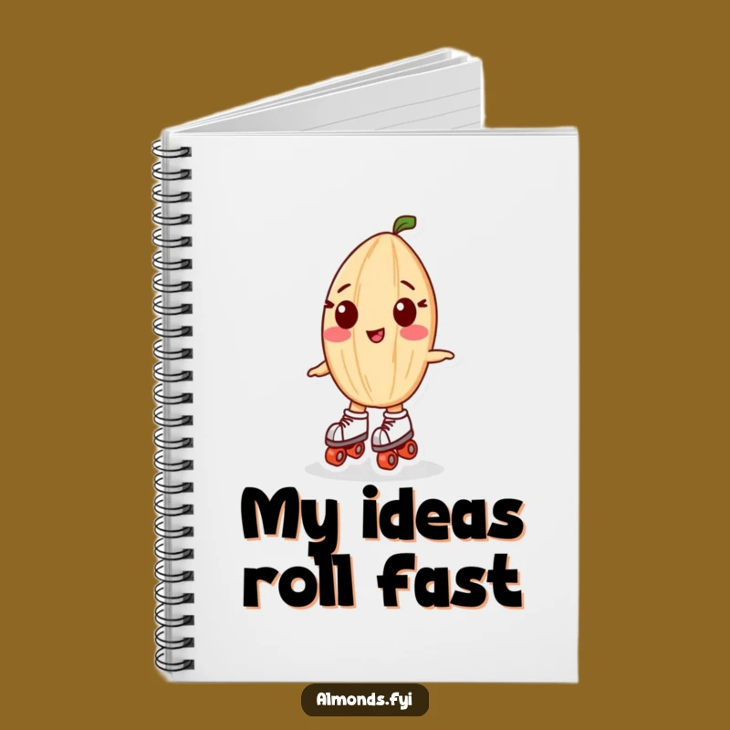 Funny Playful Almond Notebook: Roller Skating Character Journal Gift for Ideas