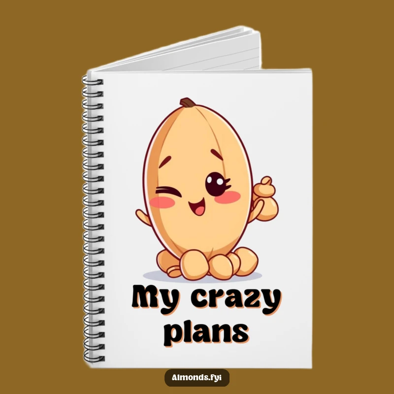 Funny Winking Almond Notebook - Jot Down Your Mischief!