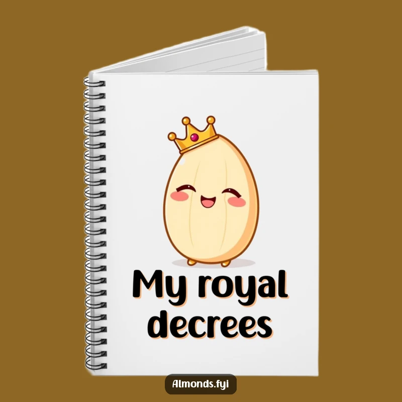 Funny Regal Almond Notebook, Giggling Crowned Journal, Creative Funny Gift