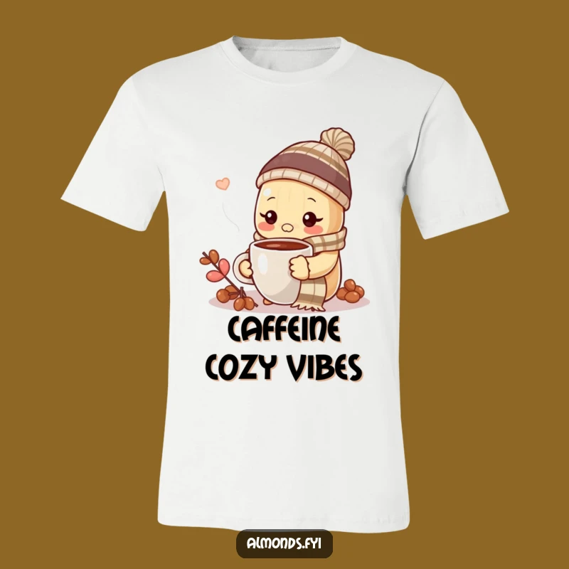 Funny Cozy Almond Coffee T-Shirt - Winter Nut Tee for Drink Lovers