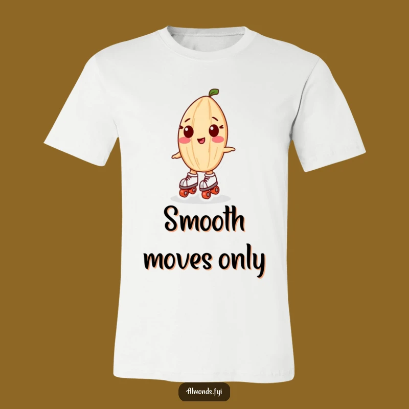 Funny Playful Almond T-Shirt: Adorable Roller Skating Character Tee for Skater Lovers
