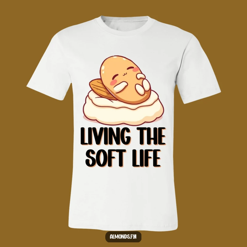 Funny Relaxed Almond T-Shirt: Cream Lounger Character Tee Funny Gift