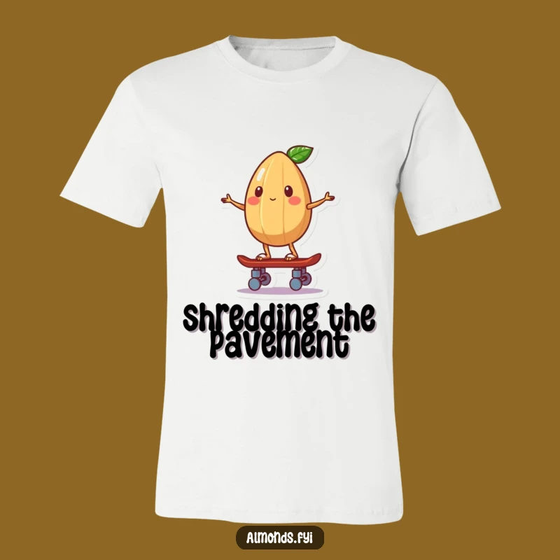 Funny Skater Almond T-Shirt, Balancing Nut Design, Hilarious Gift Apparel