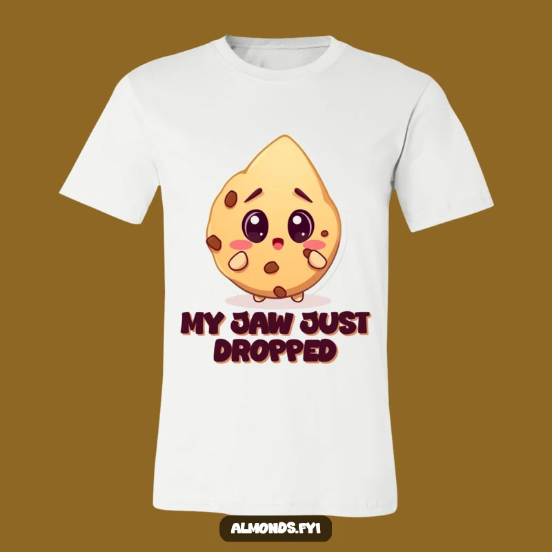 Funny Surprised Almond Cookie T-Shirt: Wide-Eyed Nut's Desire - Comfy Gift!