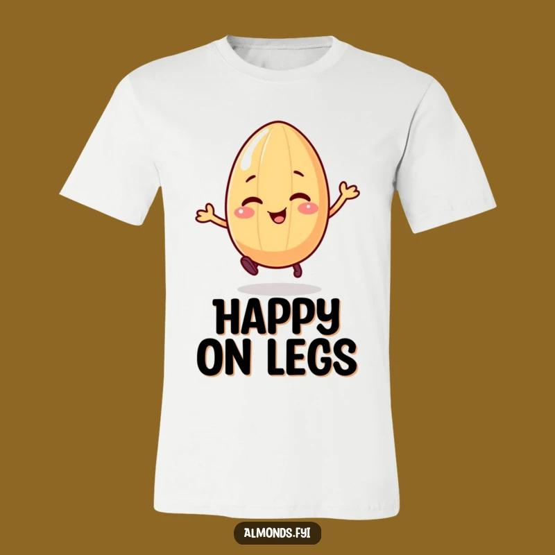 Funny Bouncy Almond Tee: Giggling Character's Energetic Style