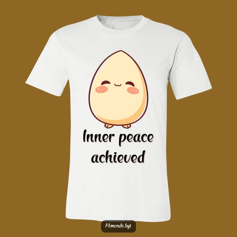 Serene Almond Smile T-Shirt - Funny Apparel for Peaceful Souls!