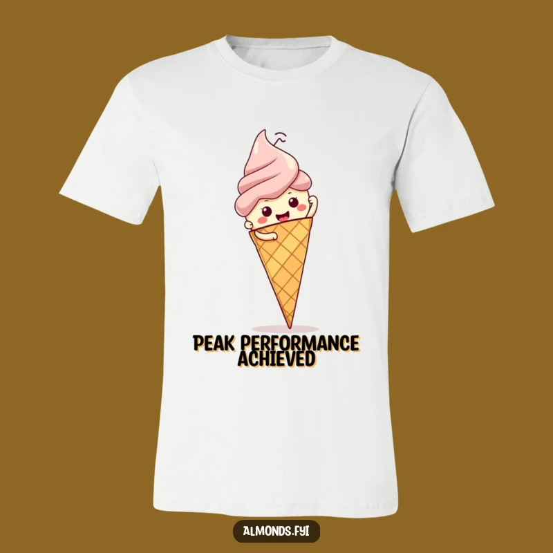 Funny Almond Ice Cream Climb T-Shirt: Hilarious Motivational Wear for Nutty Dreamers
