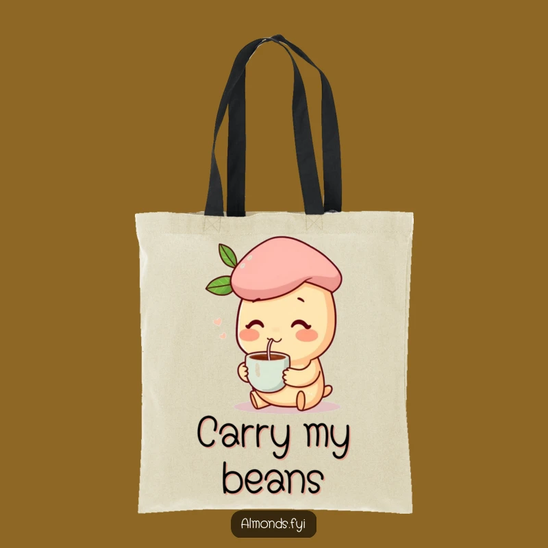 Funny French Almond Tote Bag: Carry Your Coffee Chic