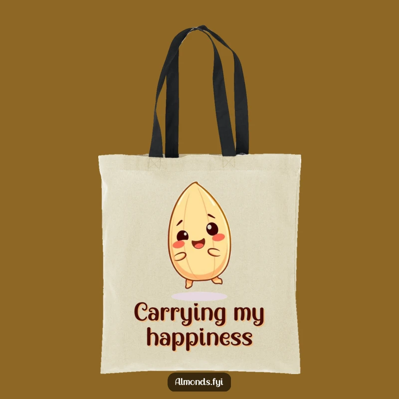 Funny Giggling Almond Tote Bag: Spinning Character Carry-All Funny Gift