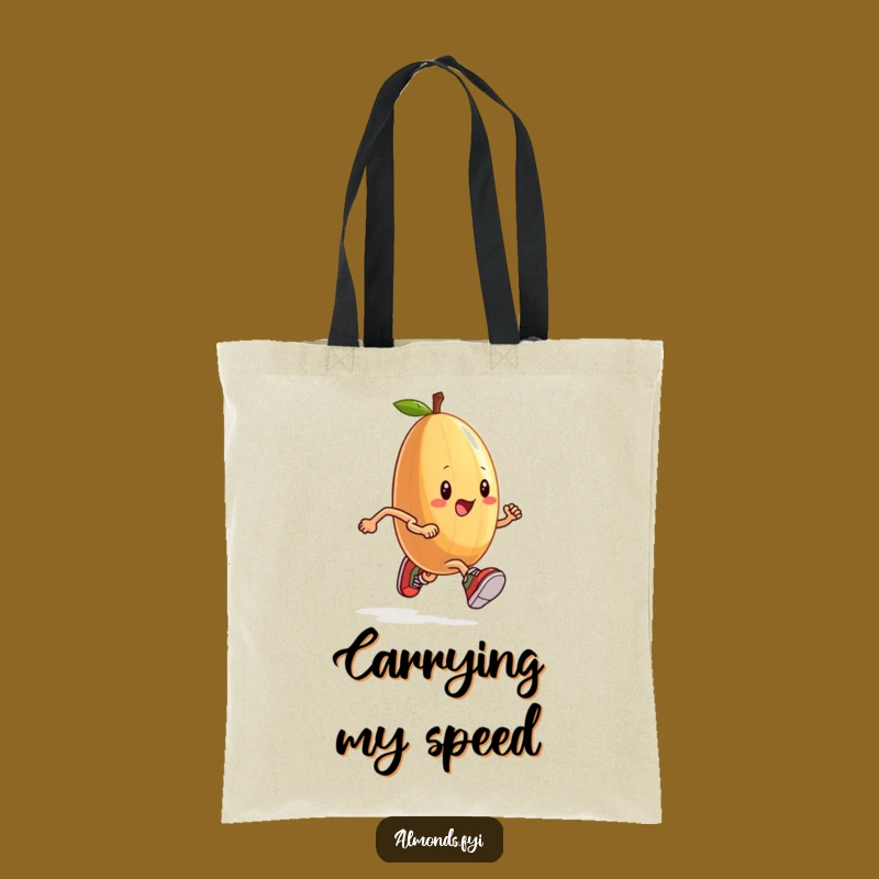 Funny Running Almond Tote Bag - Tiny Sneakers Race Day Accessory