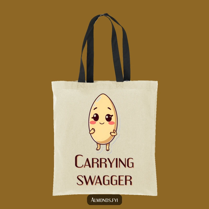 Funny Winking Almond Tote Bag: Carry Your Confidence with Style