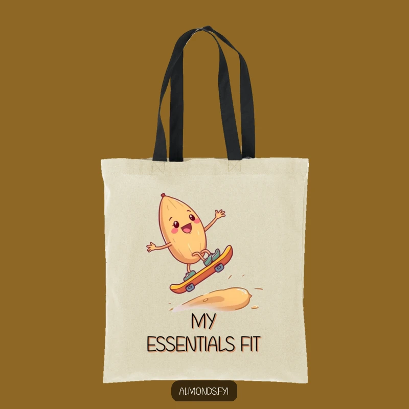 Funny Almond Skateboard Cashew Tote Bag: Chic Ride & Hilarious Accessory