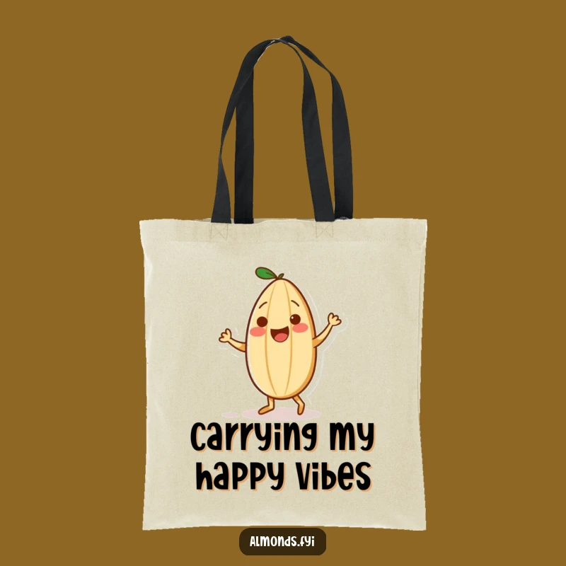 Funny Playful Almond Sprinkle Dance Tote Bag: Groovy Nut Carry-All - Eco-Friendly Gift!
