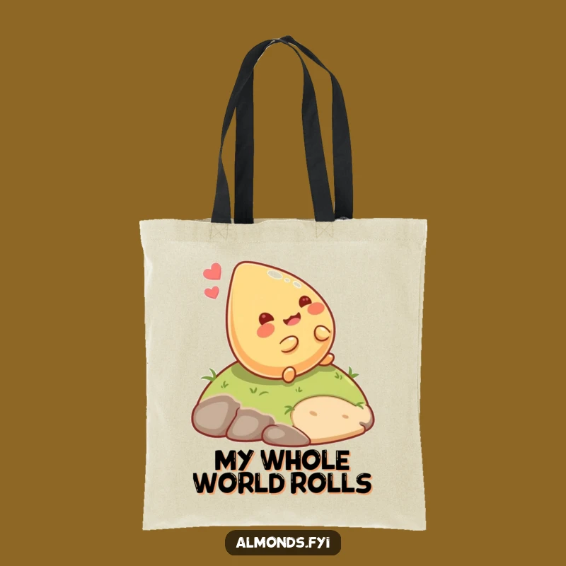 Funny Rolling Almond Tote Bag: Giggling Nut Carry-All, Perfect Eco-Friendly Gift!