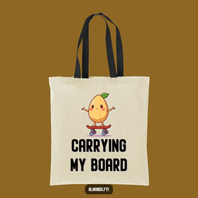 Funny Skater Almond Tote Bag, Balancing Board Design, Practical Funny Gift