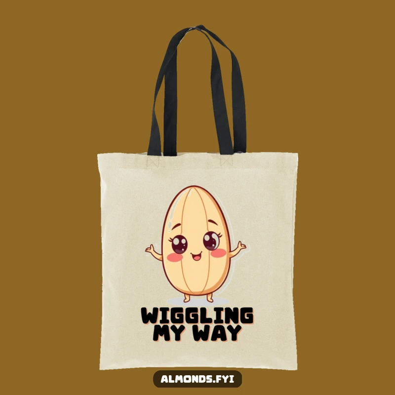 Funny Wiggling Almond Tote Bag - Carry Playful Vibes with Nutty Moves!