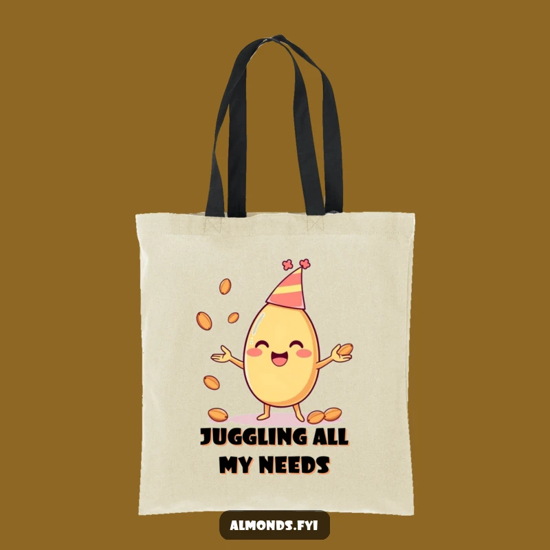 Funny Juggling Almond Tote Bag - Carry Your Party with a Nutty Act!