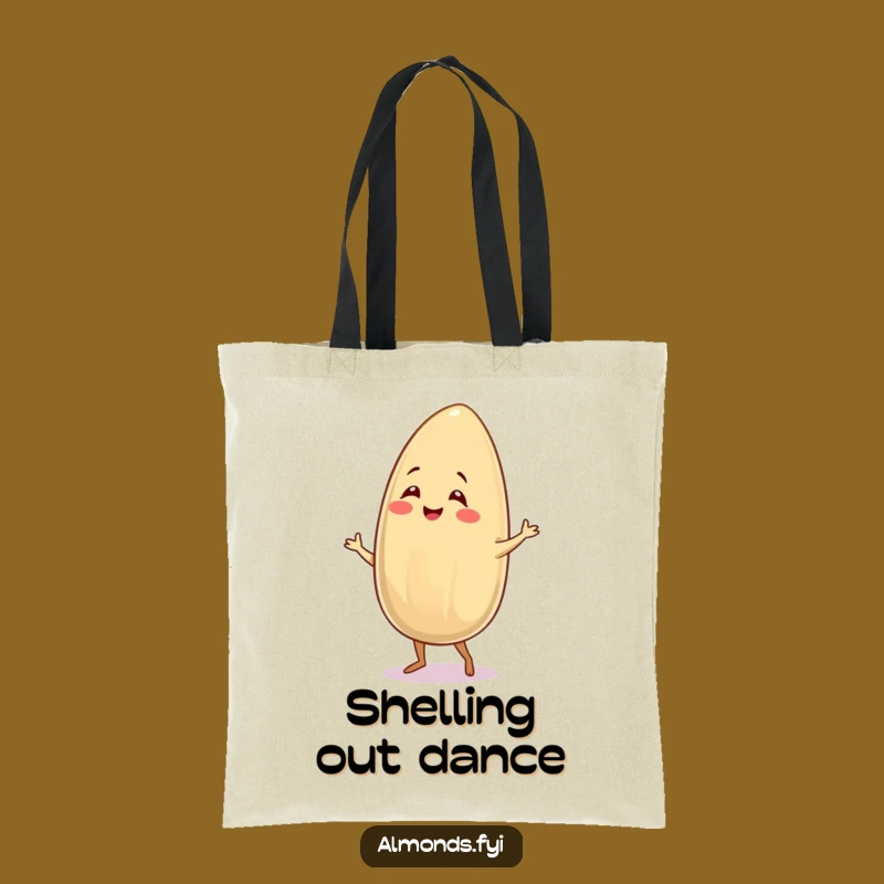 Funny Smiling Almond Salsa Dance Tote Bag, Stylish Humorous Gift for Foodies