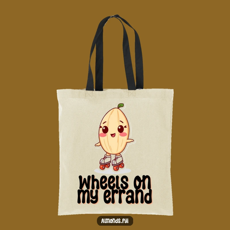 Funny Playful Almond Tote Bag: Durable Roller Skating Character Carry-All Gift